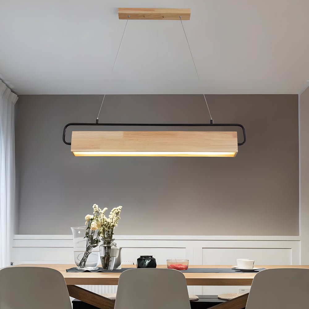Dining Light Rectangle Wooden LED Dining Pendant Light - Rectangle - Dazuma