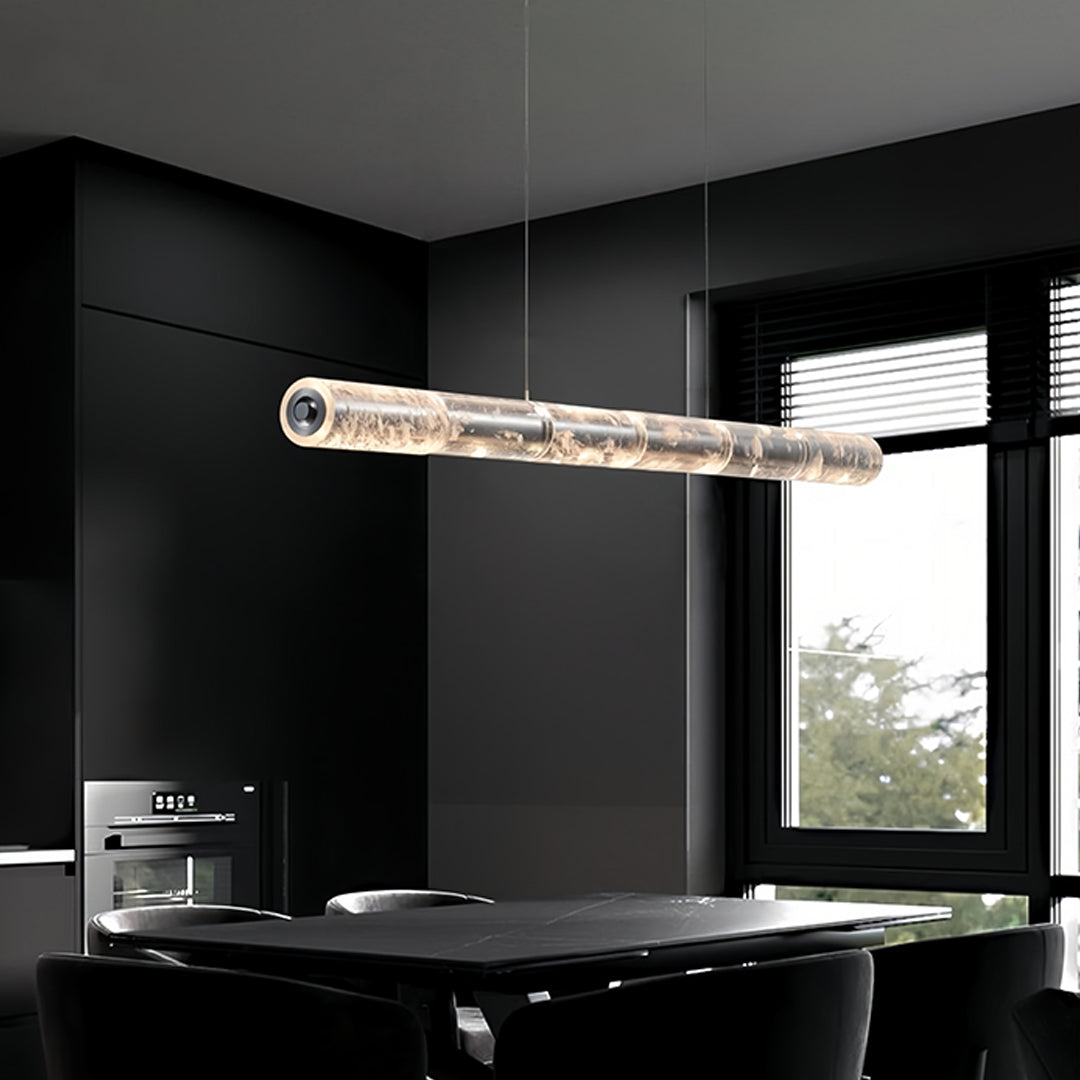 Stylish crystal pendant lights for kitchen island installed above workspace with brilliant crystal light diffusion and contemporary appeal