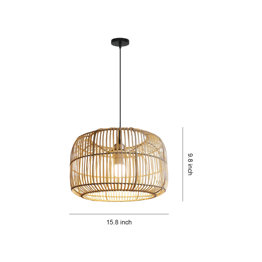 Woven pendant light with a natural, rustic design, ideal for adding warmth and texture to contemporary interiors.