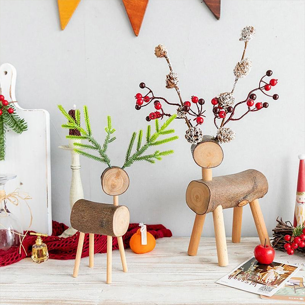 Small Wooden Reindeer Figures