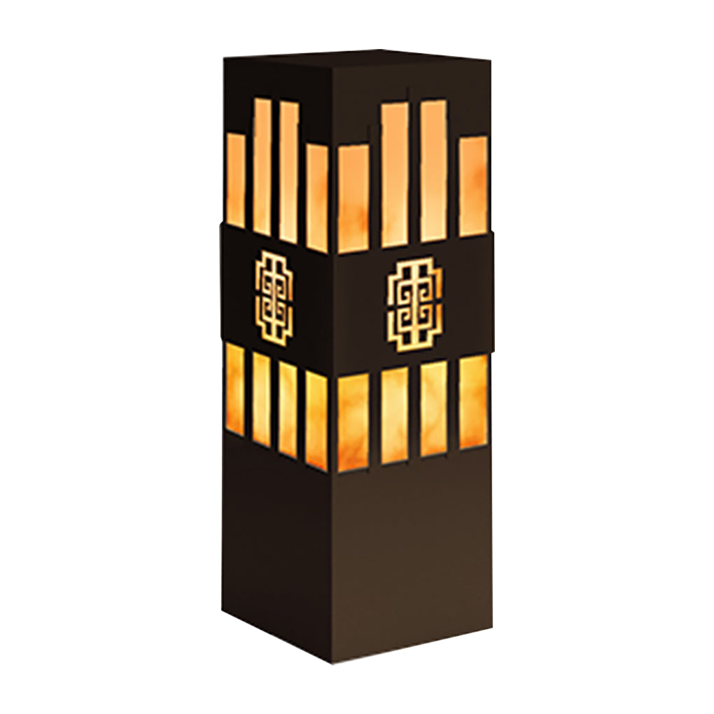 Rectangular Outdoor Garden Lights with Streak Cut Design Elegant Landscape Bollard Lights