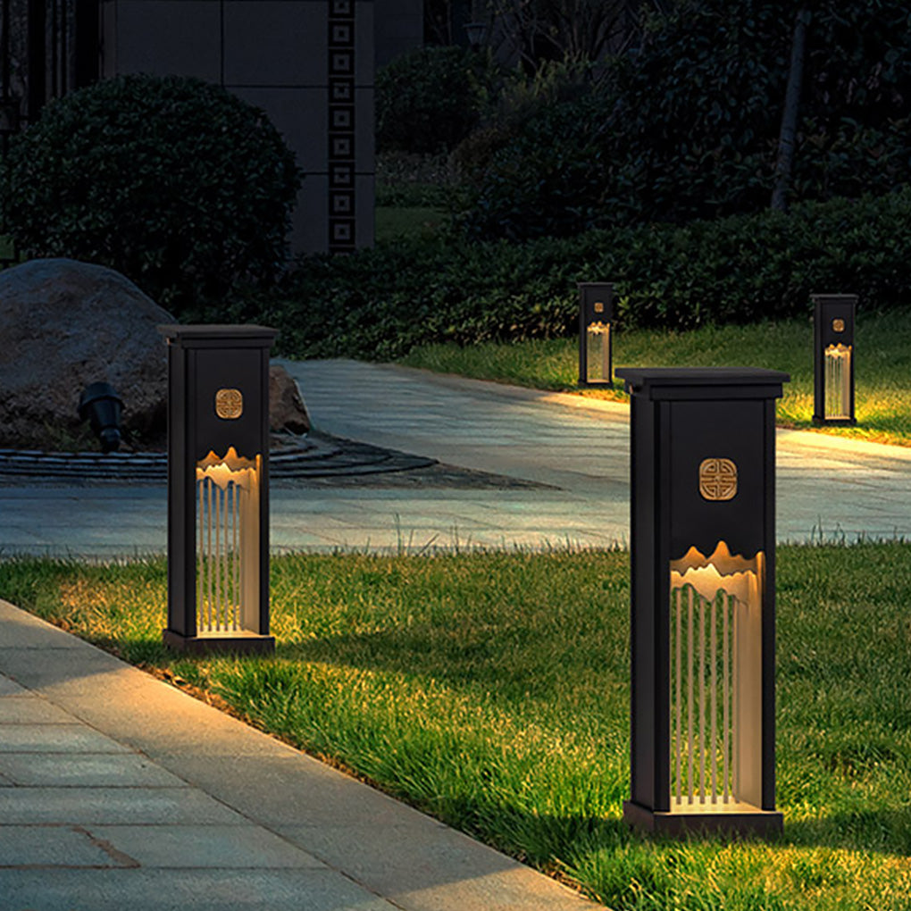 Elegant Outdoor LED Light with Artistic Cut Craft and Strip Design