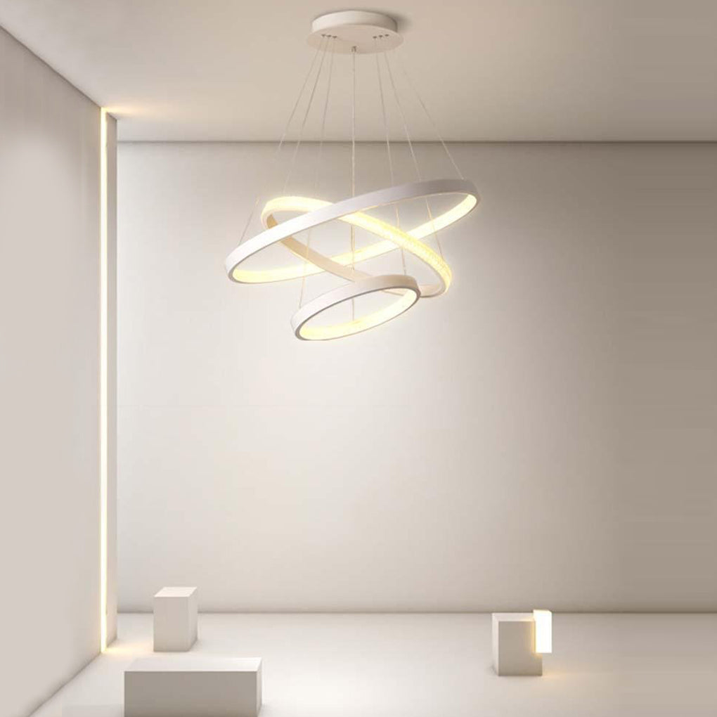 Round Shaped Modern Chandeliers 3 Rings Hanging LED Ceiling Light