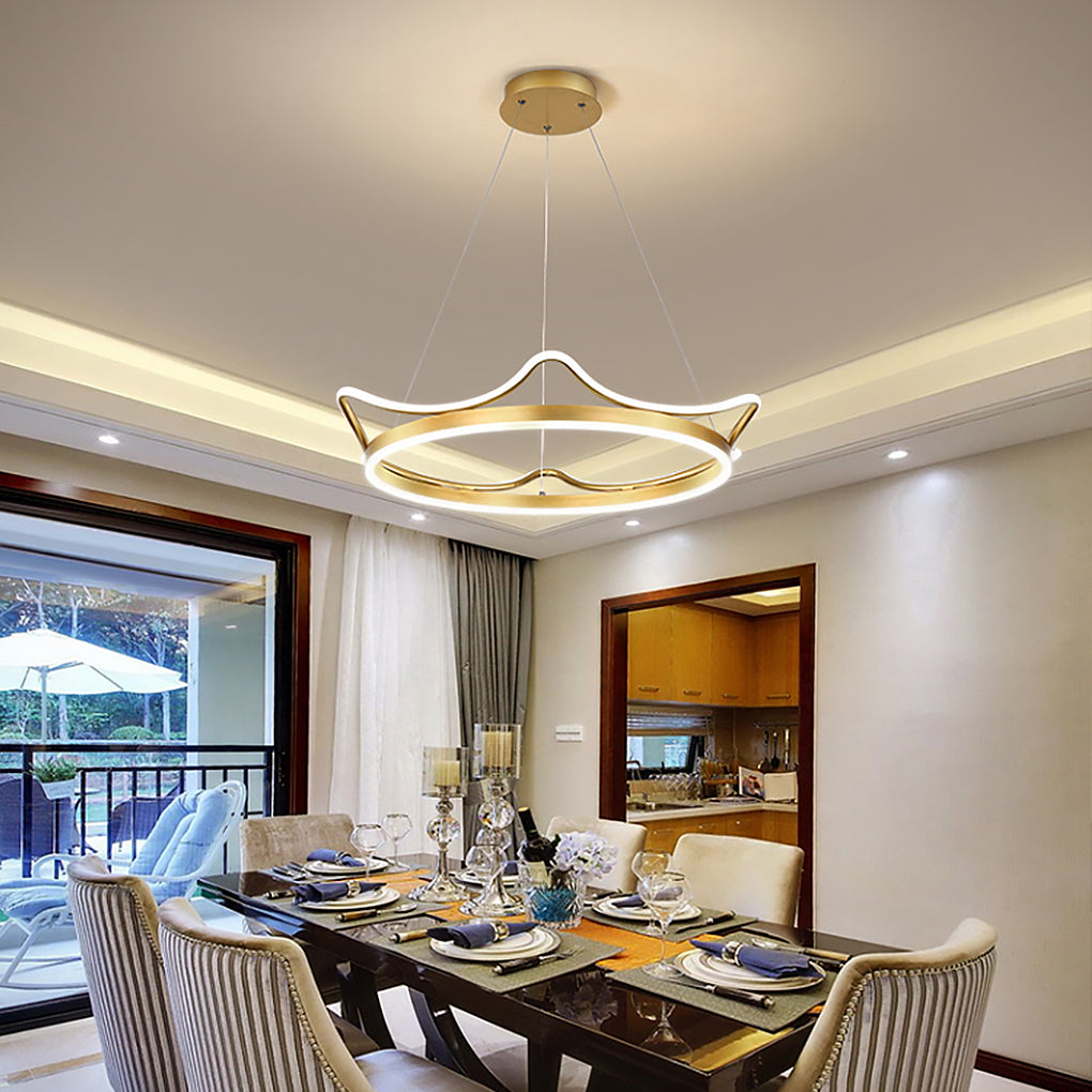 Imperial Crown Modern Chandelier Dimmable Ceiling Light with Remote