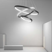 Round Shaped Modern Chandeliers 3 Rings Hanging LED Ceiling Light