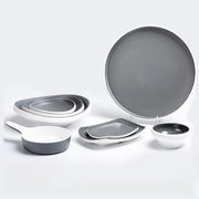 8 - piece Rustic Gray White Melamine Dinnerware sets