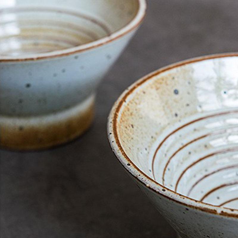 Rustic White Stoneware Dining Bowls - dazuma