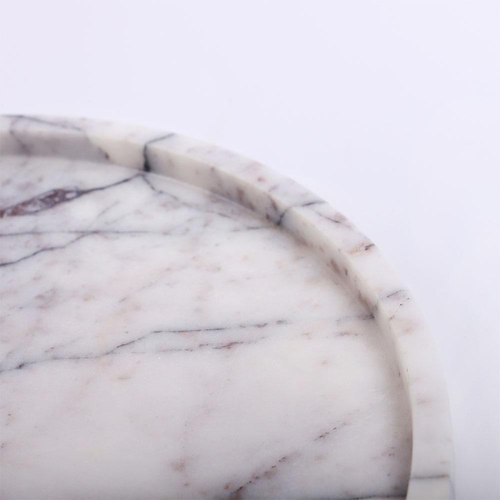 Round Marble Veggie Pizza Serving Tray Fruit Platter White