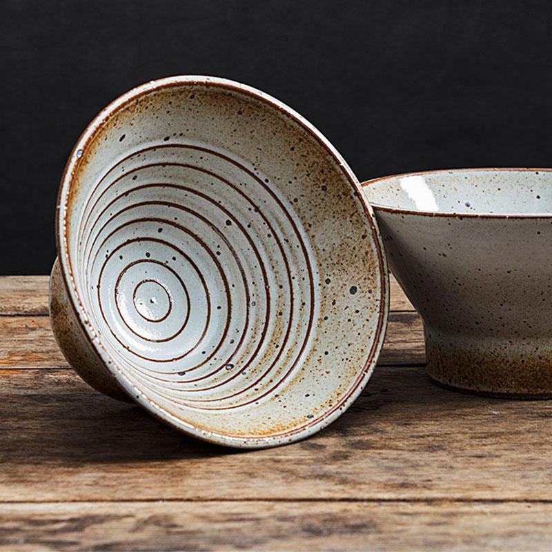 Rustic White Stoneware Dining Bowls