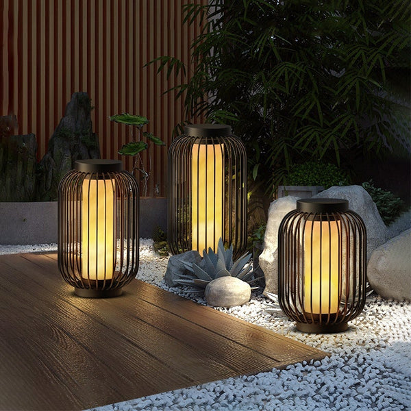 Portable Lantern Rattan LED Waterproof Solar Outdoor Lights Floor Lamp Lawn  Lights Camping Light for Villa Garden Yard – Dazuma