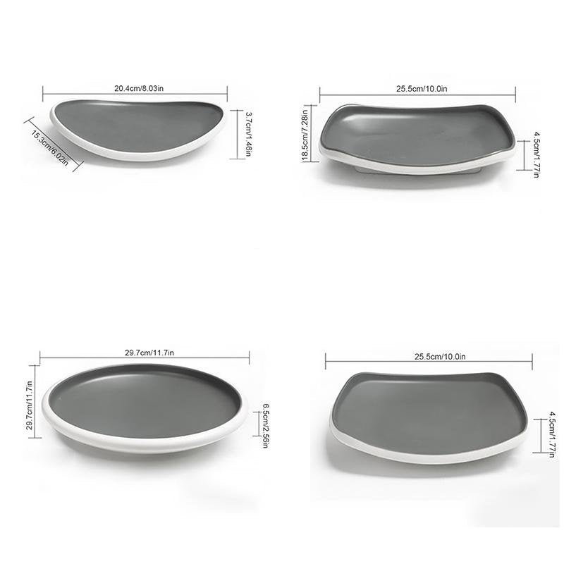 8 - piece Rustic Gray White Melamine Dinnerware sets