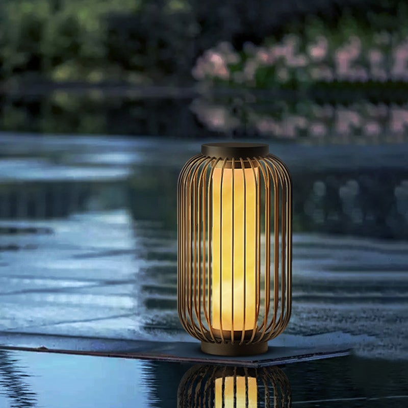 Waterproof Stainless Steel Cage Shape Brown Modern Outdoor Lanterns