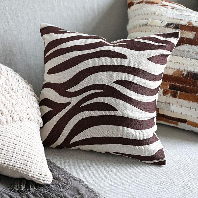 Square Cotton Linen Zebra Pattern Pillow Cushion Cover for Living Room Sofa Bed - dazuma