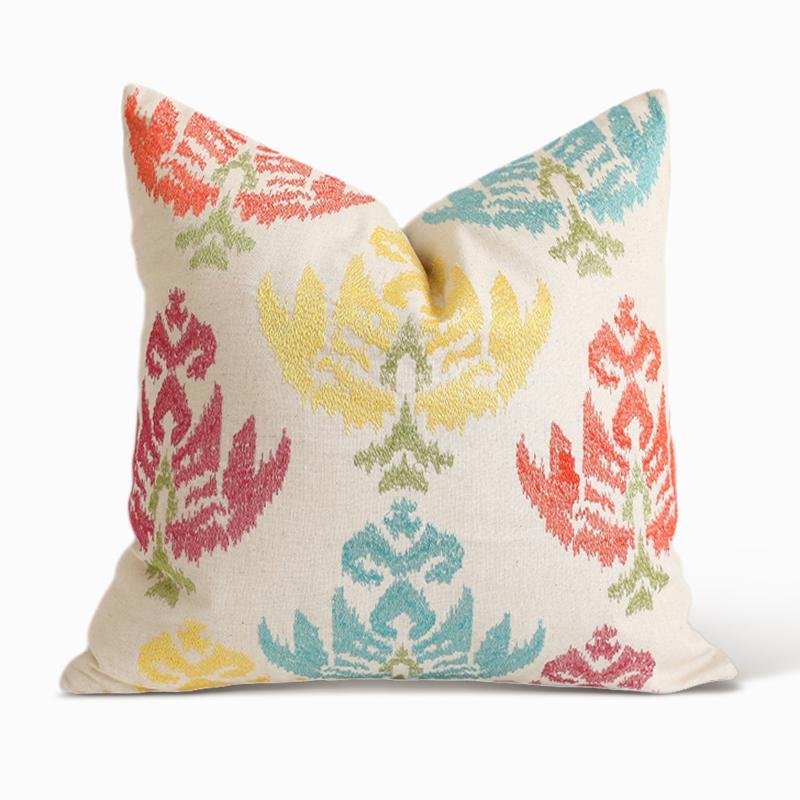 Farmhouse Square Cotton Leaf Pillow Cushion Cover for Living Room Sofa Bed - dazuma