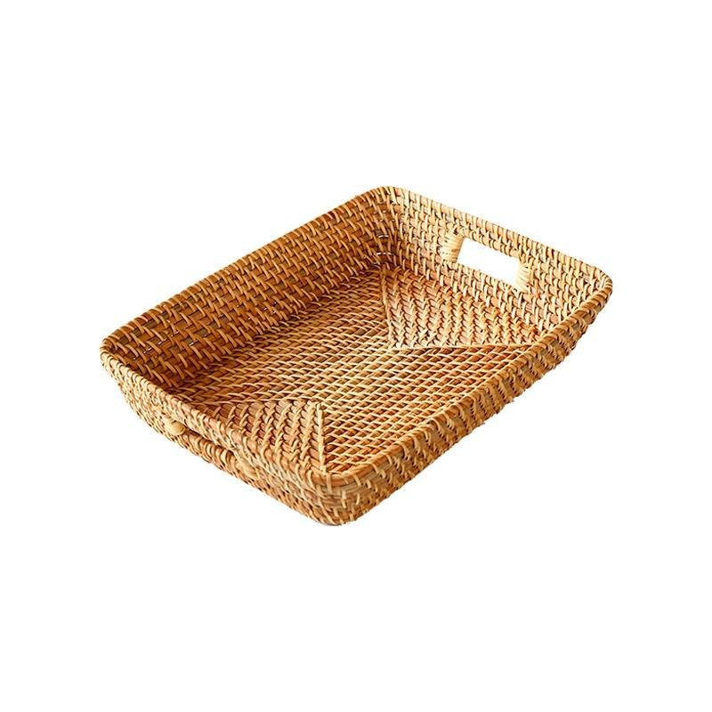 Rustic Rattan Storage Serving Tray/Basket