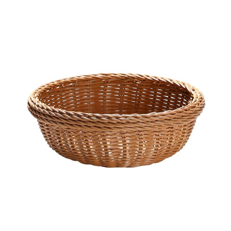 Farmhouse Natural Round Plastic Storage Basket