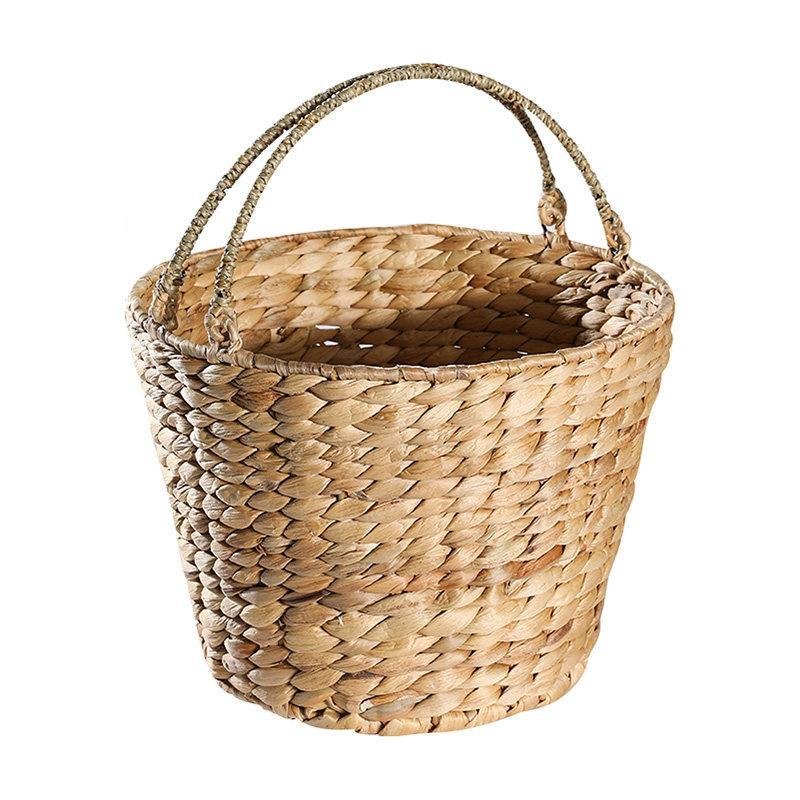 Farmhouse Large Handwoven Round Basket With Handle