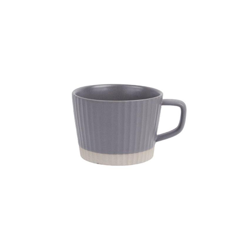 Rustic White and Gray Ceramic Coffee Tea Mug Cup Saucer - dazuma