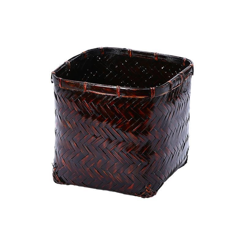 Rustic Black Square Floor Bamboo Baskets/Planters - dazuma