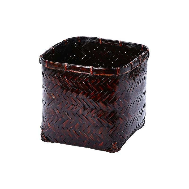 Rustic Black Square Floor Bamboo Baskets/Planters