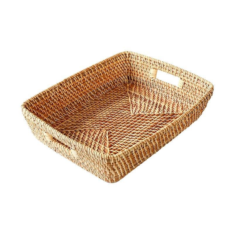 Rustic Rattan Storage Serving Tray/Basket
