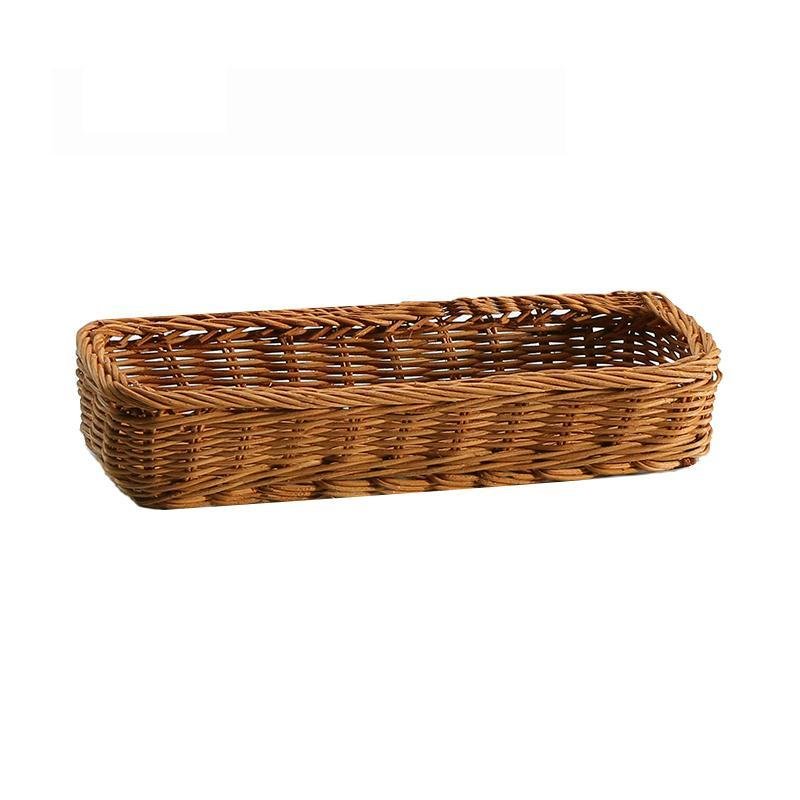 Farmhouse Rattan Table Flatware Storage Bin Box