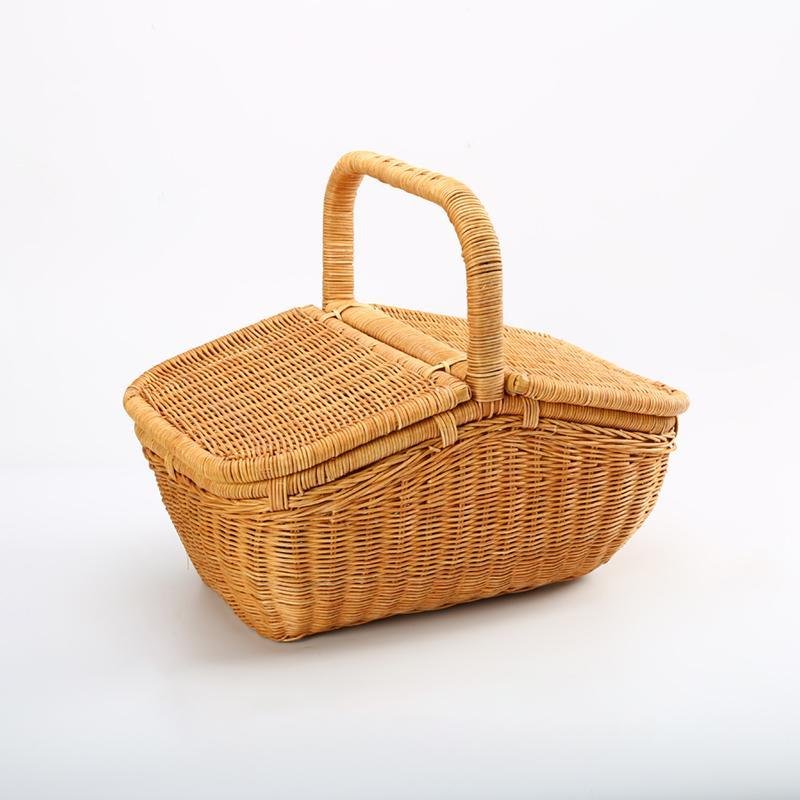 Wicker Rattan Storage Basket with Lids