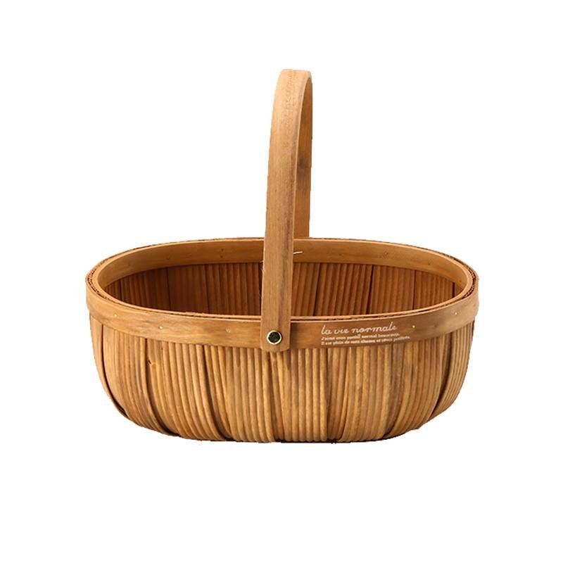 Wood Woven Fruit Basket with Handle
