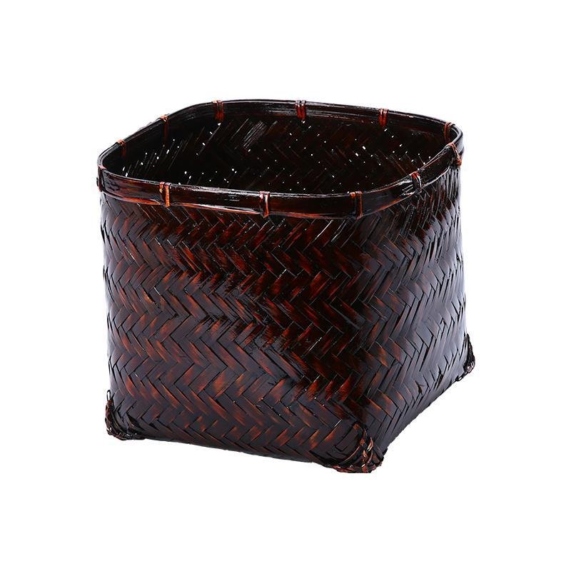 Rustic Black Square Floor Bamboo Baskets/Planters