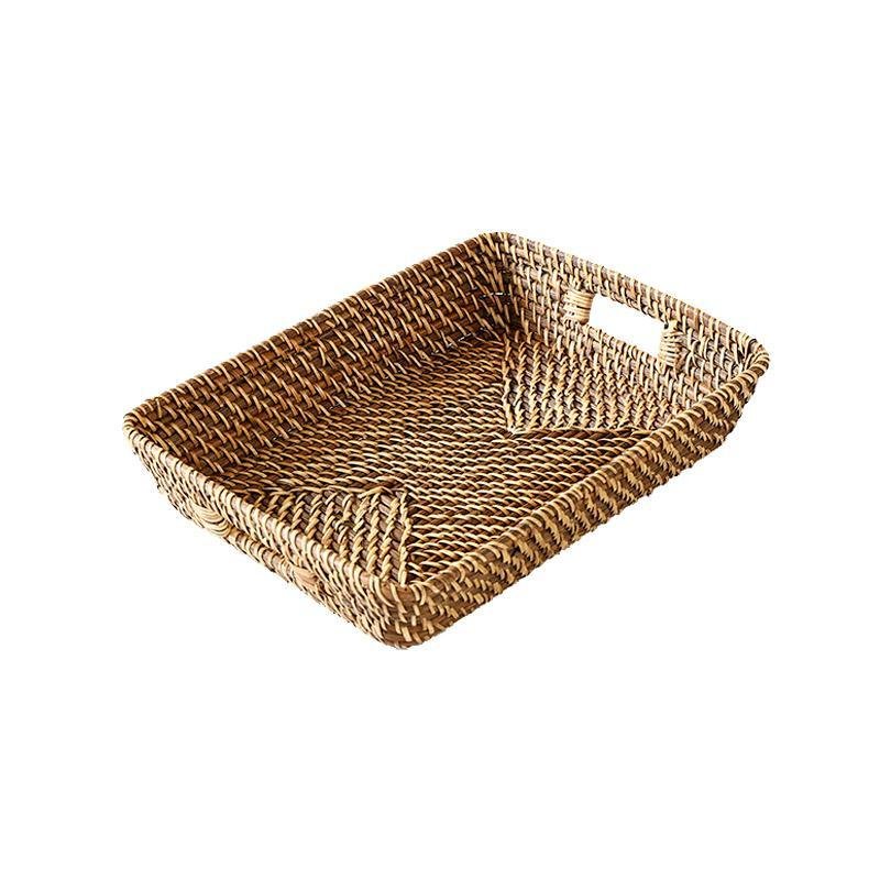 Rustic Rattan Storage Serving Tray/Basket