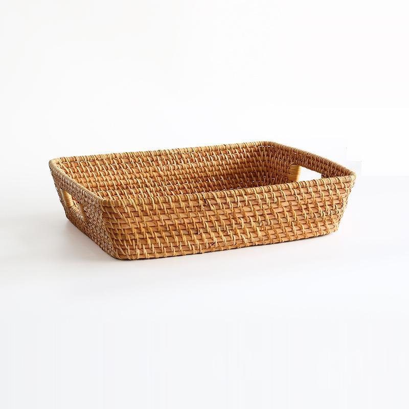 Expertly Woven Rectangular Storage Tray With Expanding Borders