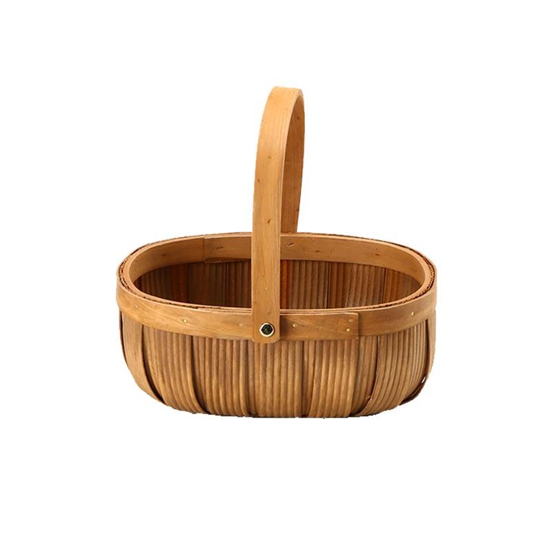 Multilayer wood Woven Basket with Handle - dazuma