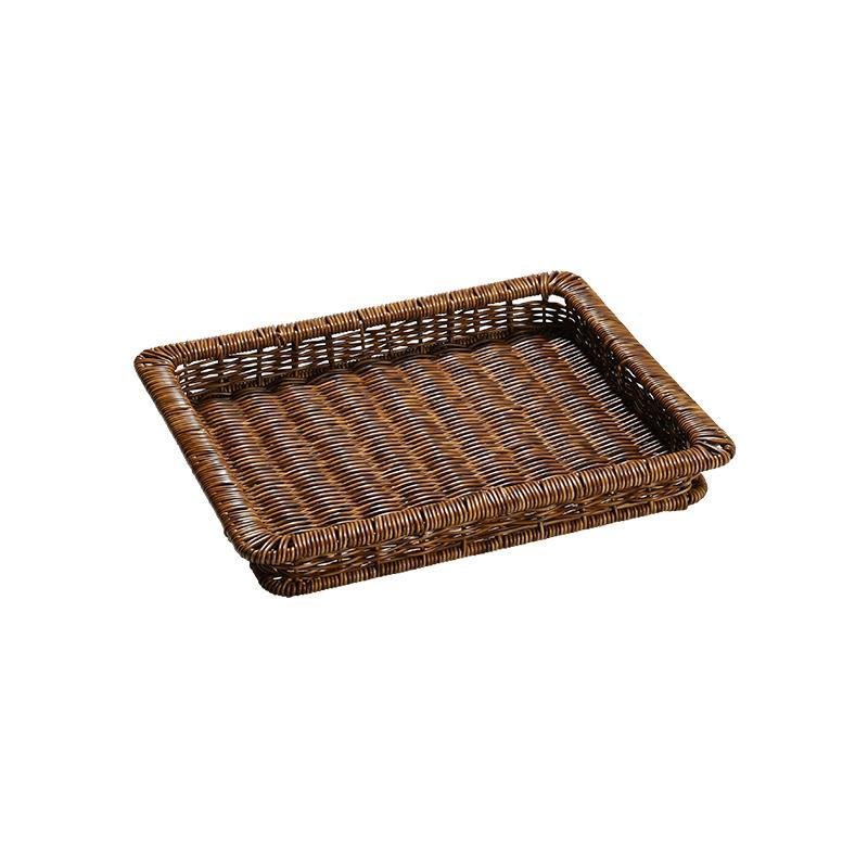 Natural Rectangular Plastic Serving Tray With Edges