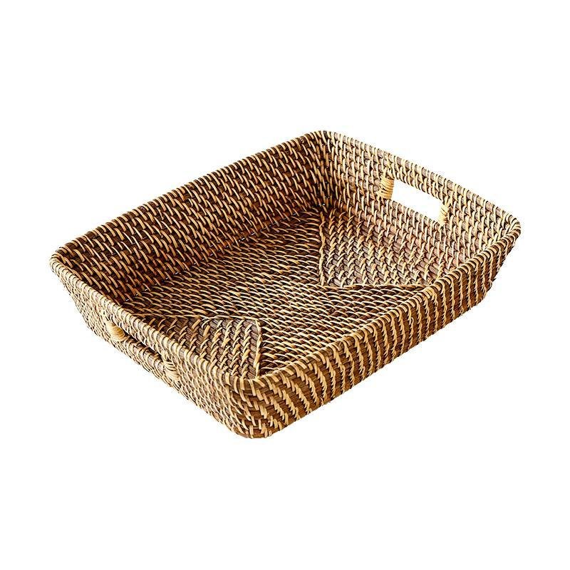Rustic Rattan Storage Serving Tray/Basket