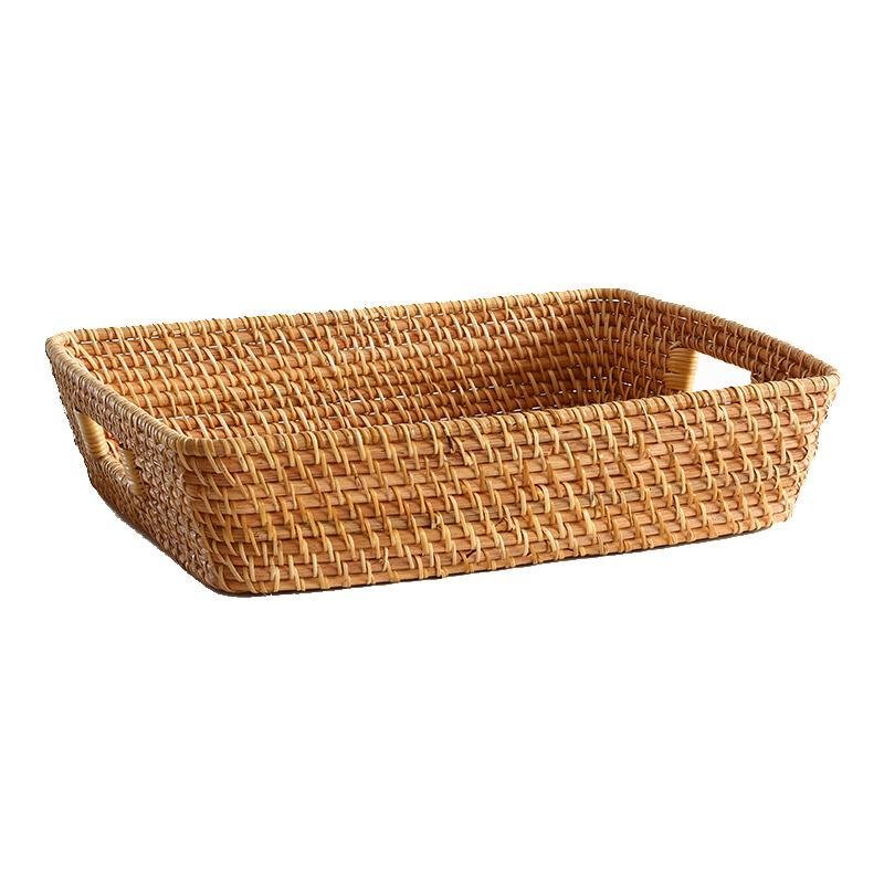 Expertly Woven Rectangular Storage Tray With Expanding Borders