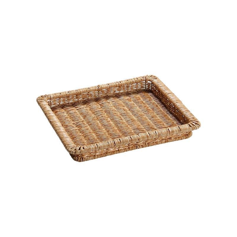 Natural Rectangular Plastic Serving Tray With Edges