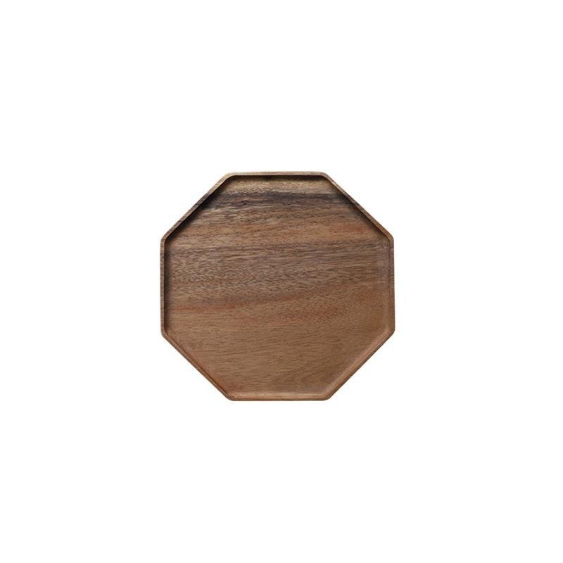 Rustic Nut Brown Octagon-Shaped Serving Tray - dazuma