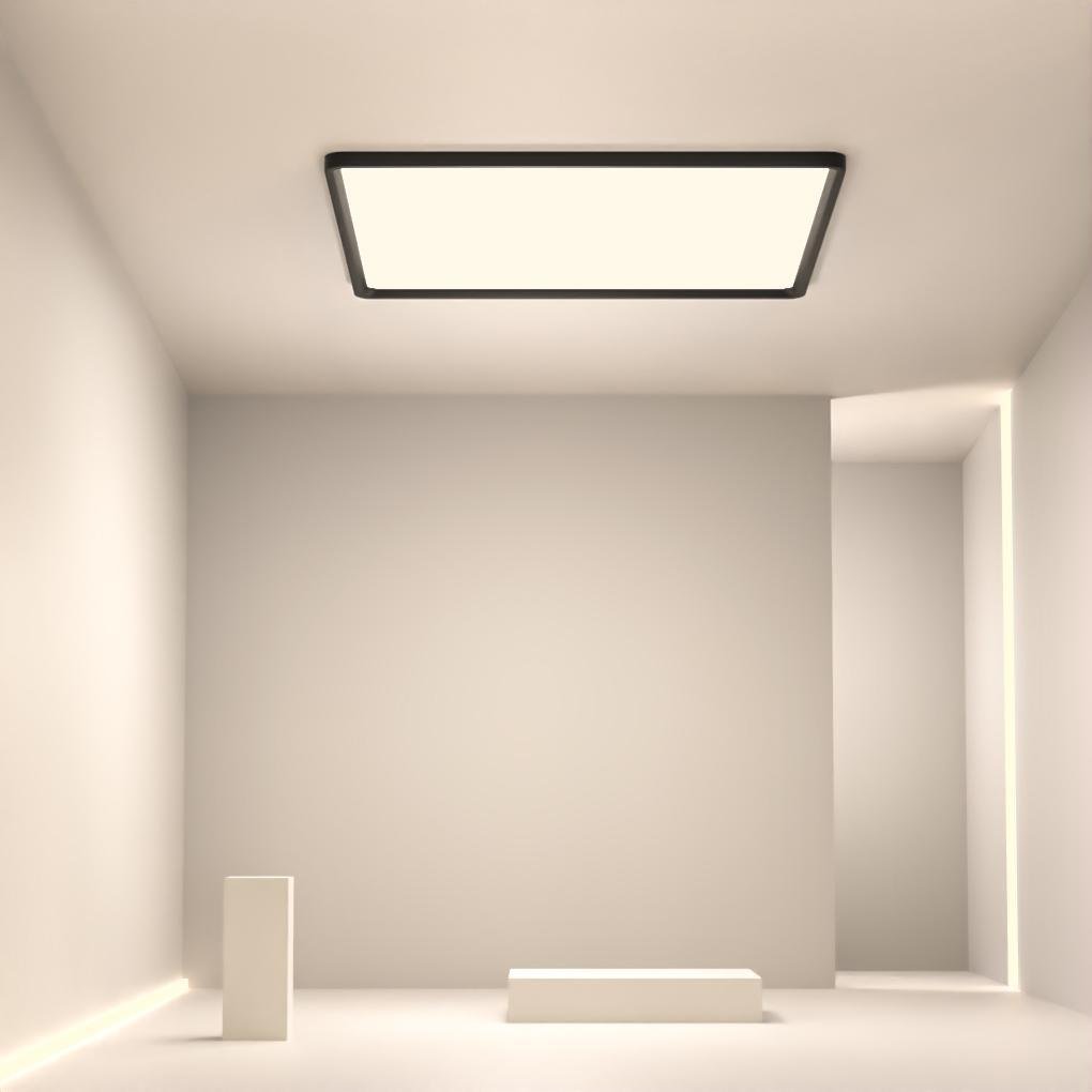Flush Flat Ceiling Light with Dark Frame for Living Room Bedroom - dazuma