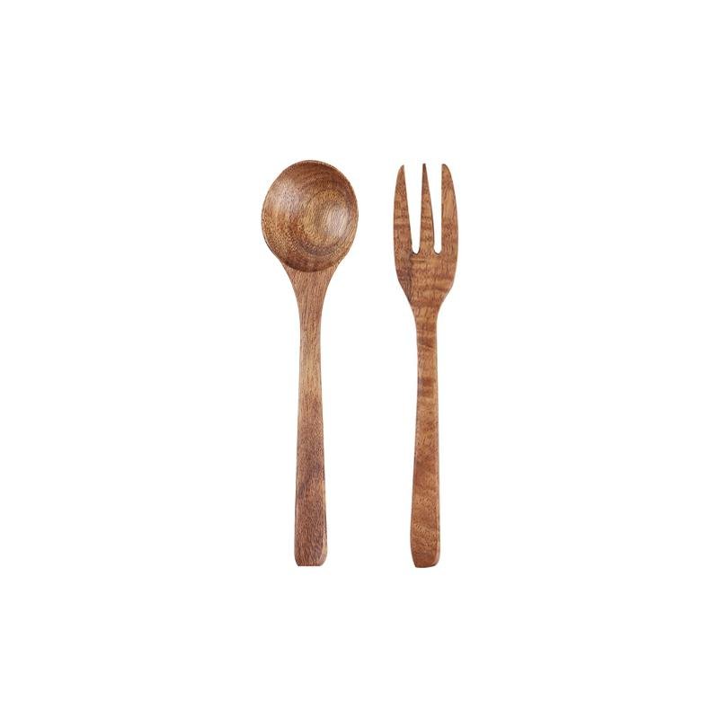 2 Piece Set Burlywood Kitchen Spoons and Forks Utensils - dazuma