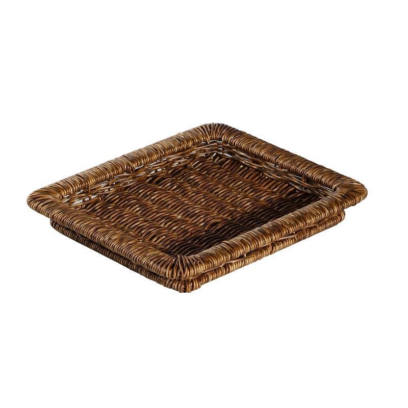 Natural Rectangular Plastic Serving Tray With Edges