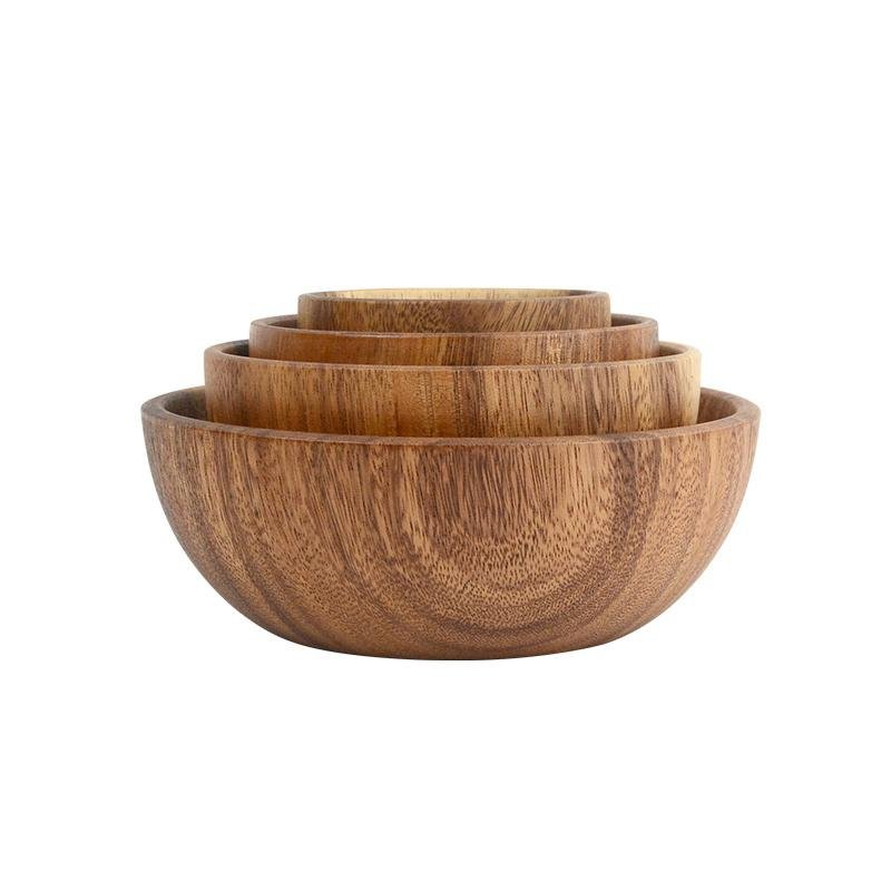 4 - Piece Wood Pasta Salad Noodle Bowls Set