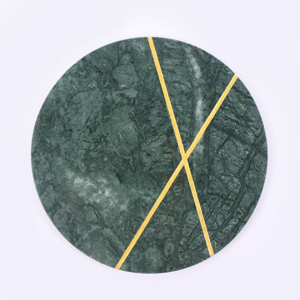 Round Marble Pastry Board Cheese and Cracker Platter Fruit Platter Green
