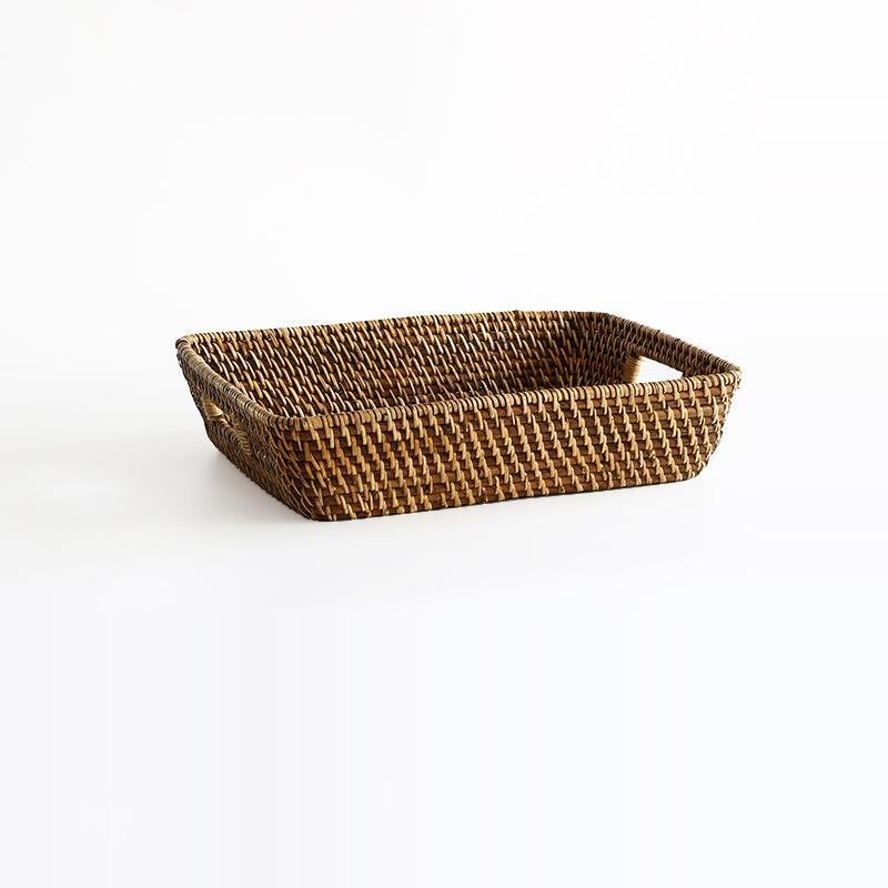 Expertly Woven Rectangular Storage Tray With Expanding Borders
