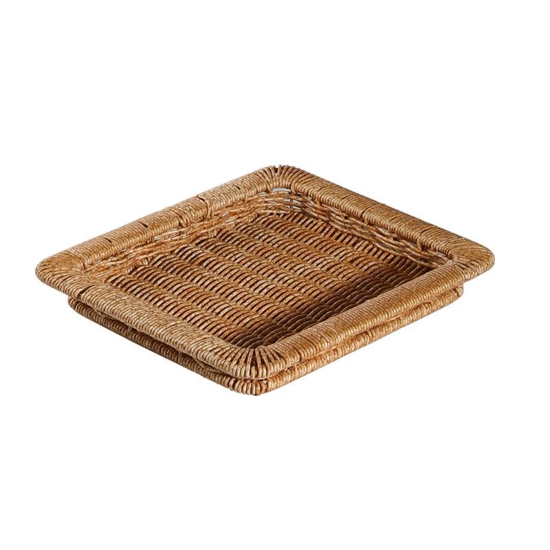 Natural Rectangular Plastic Serving Tray With Edges