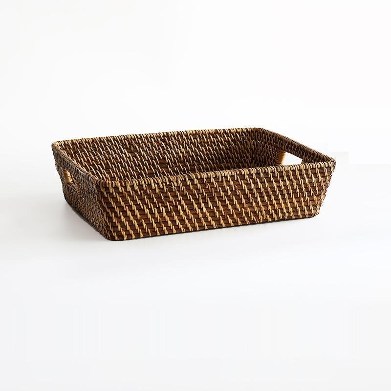 Expertly Woven Rectangular Storage Tray With Expanding Borders