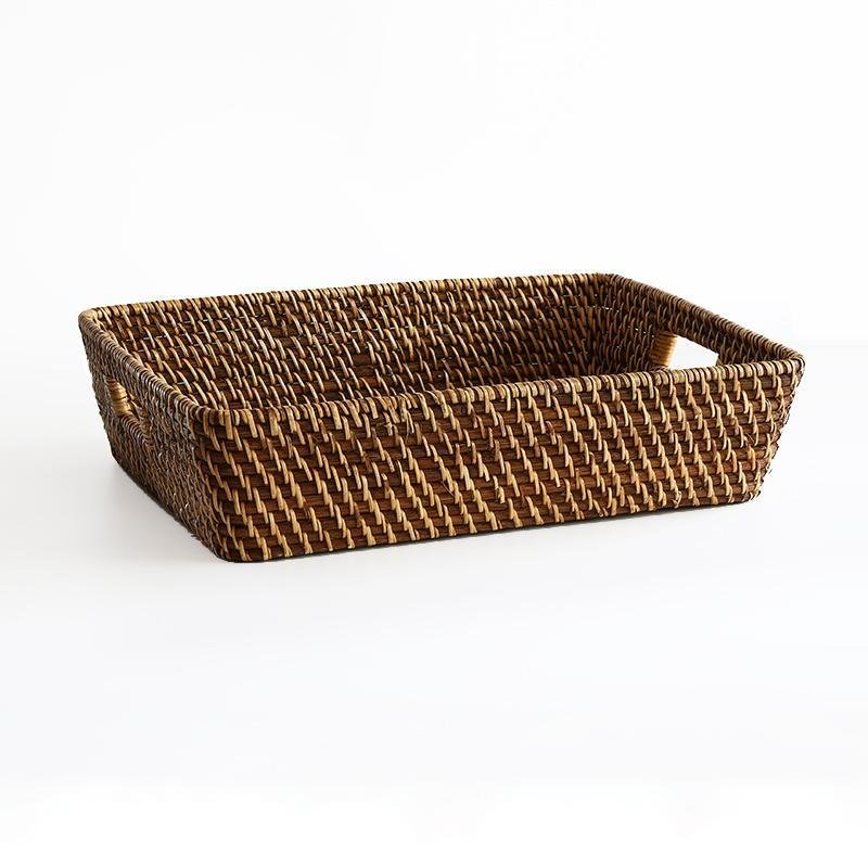 Expertly Woven Rectangular Storage Tray With Expanding Borders