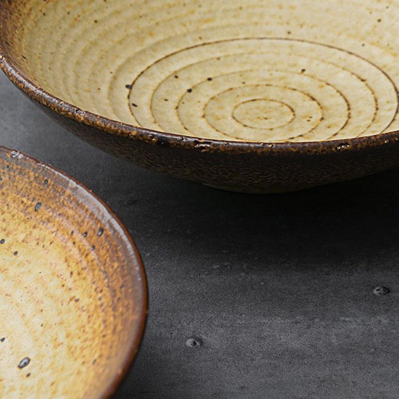 Rustic Round Stoneware Bronze Fruit Plates - dazuma