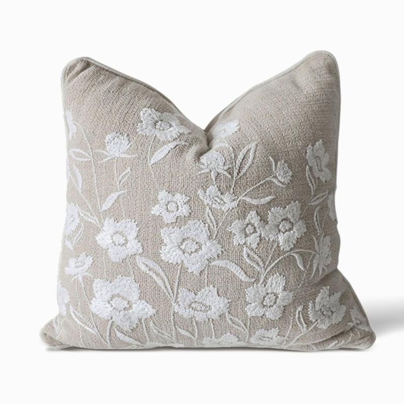 Square Farmhouse Flower Pattern Cushion Pillow Cover for Living Room Sofa Bed - dazuma