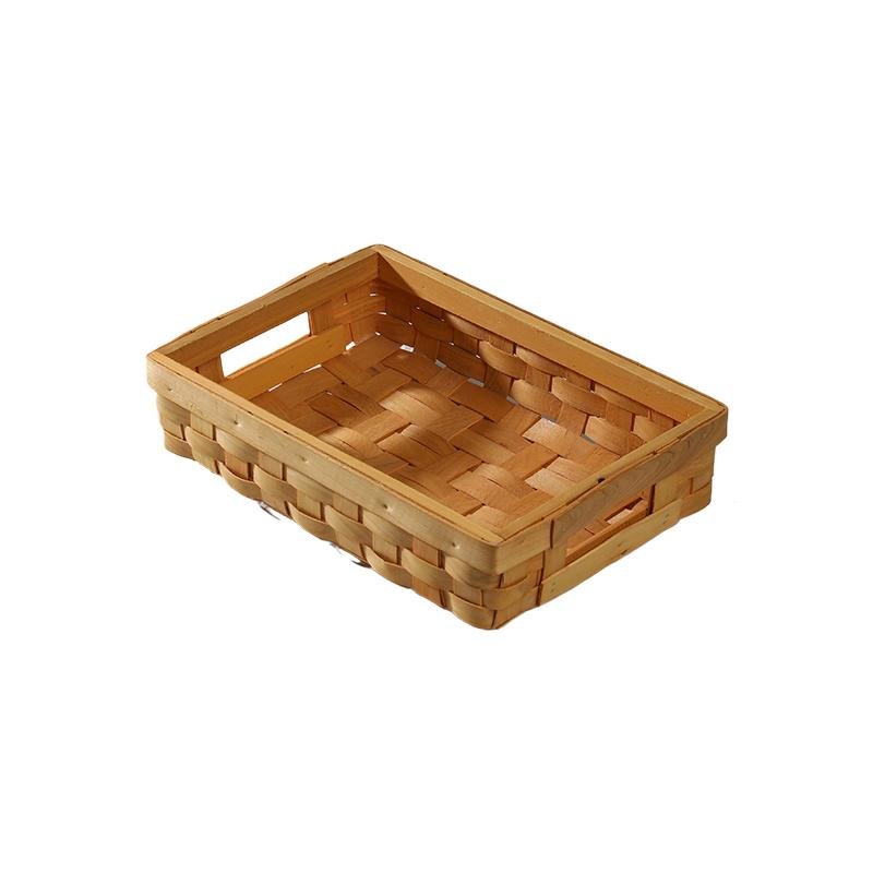 Rectangle Wood Woven Compact Boxy Storage Tray