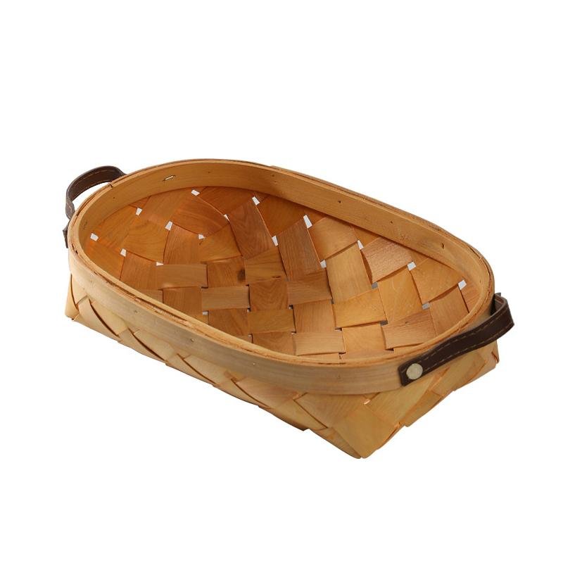 Rustic Small Oval Fir Wood Basket - dazuma